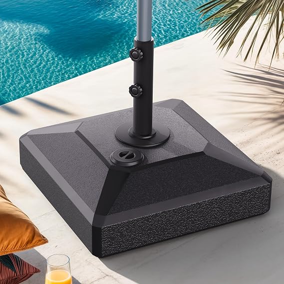 PURPLE LEAF Outdoor Market Umbrella Stand Base with Wheels HDPE 154 lbs | Fillable Umbrella Stand with Wheels, Sturdy Construction, Smooth Mobility, Weather Resistant HDPE, for Patio, Deck, Garden