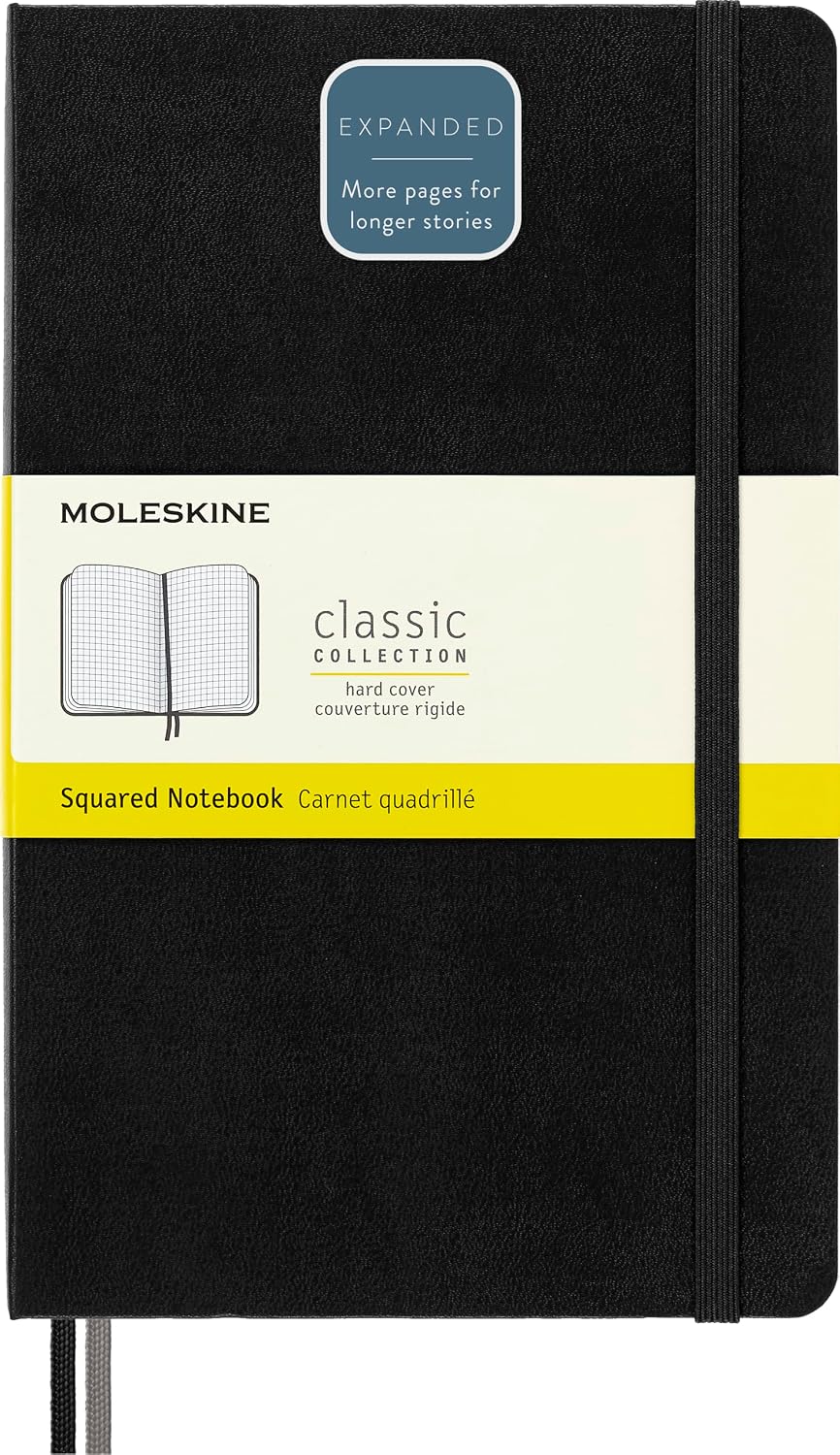 Moleskine Checkered Thick Black Notebook L Size Hard Cover Expanded