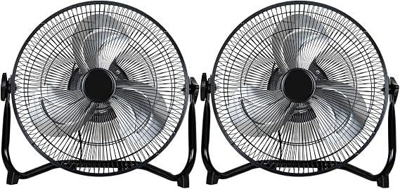 hykolity 1650 CFM 12" High Velocity Floor Fan, 3-Speed Powerful Airflow Fan, Heavy Duty Metal Fan with 180-Degree Tilt for Bedroom, Home, Residential Use, 2 Pack
