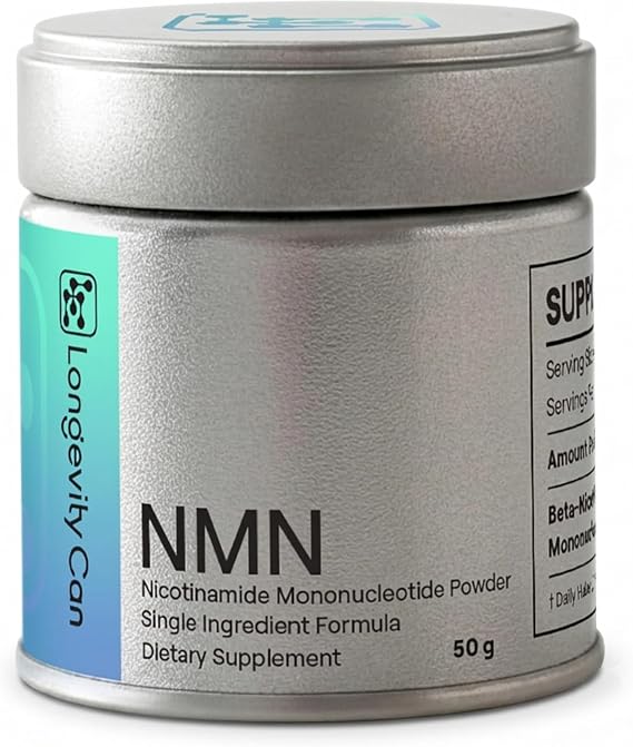 Pure Nicotinamide Mononucleotide (NMN) Powder 50g (1.76 oz) | 100 Servings | 500mg Scoop Included | No Fillers or Binders | Easily Mixes with Water or Beverages | Batch Tested | Sealed Metal Can