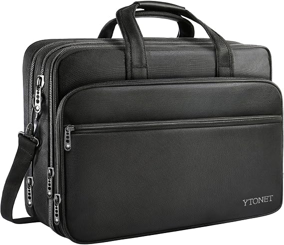 Ytonet Gaming Laptop Briefcase 18 Inch, Expandable Extra Large Laptop Case | Water Resistant Computer Bag for Men With Luggage Strap, Messenger Bag for Men for Work Travel Carrying Case, Black