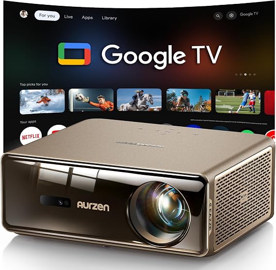 Aurzen EAZZE D1 MAX 1000 ANSI Google TV Projector with 4K Support & MEMC