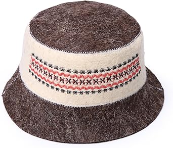 Ukrainian Wool Sauna Hat for Men and Women Ukrainian Ornament Red Vyshyvanka Protect Hair - Sauna Cap for Men - Banya Hat for Men - Felt Wool Headdress Handmade