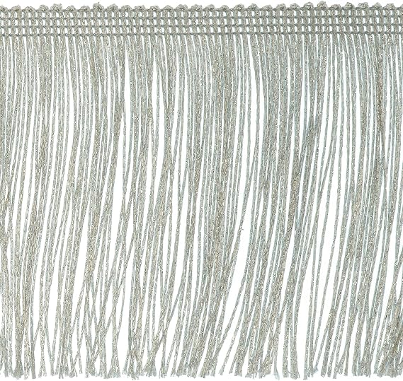 Trims By The Yard 18 Glitter Chainette Fringe Trim, Polyester-Made Decorative Fringe Trim, Versatile Fringes for Costumes, Uniforms, Home Decor, and Party Decorations, 5 Yards, Silver