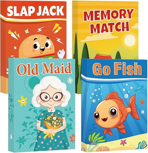 Card Games for Kids Toddlers, Go Fish, Old Maid, Slap Jack and Memory Match