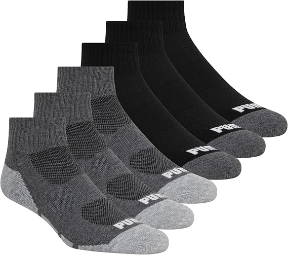 PUMA Men's 6 Pack Quarter Crew Socks Men's Socks (pack of 6)
