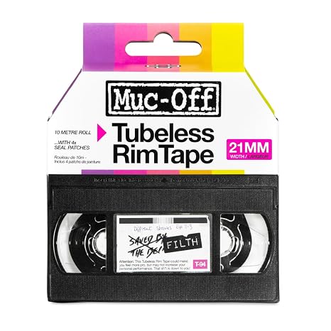 Muc-Off Tubeless Rim Tape, 10m Roll with Patches, 21mm