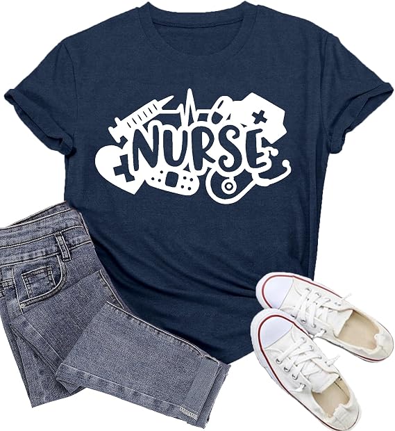 Womens Nurse Shirts School Nurse T-Shirts Nursing Life Tee Tops