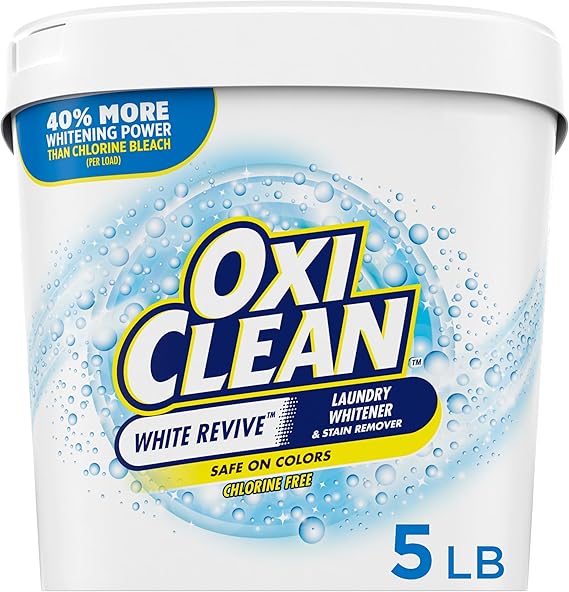 OxiClean White Revive Laundry Whitener and Stain Remover Powder, Alternative to Bleach for Laundry, 3 lb | Use with Detergent, 40% Better Whitening,