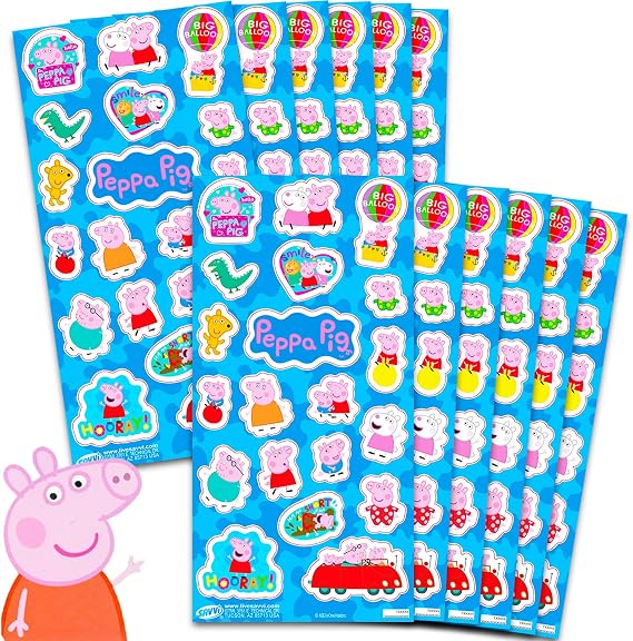 Peppa Pig Stickers Party Favors for Boys & Girls 12 Pack Bundle