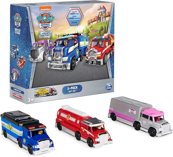 Paw Patrol, True Metal Chase, Marshall and Skye Collectible Big Truck Pups Toy Trucks 1:55-Scale, Kids’ Toys for Ages 3 and up