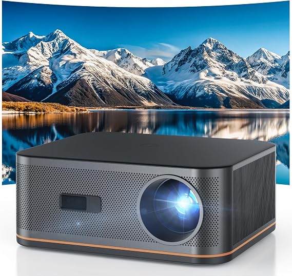 HAPPRUN 2000 ANSI 4K Decoding Projector with WiFi and Bluetooth, Auto Focus | 300'' Display for Indoor/Outdoor, Portable Home Theater, Smart Movie Projector Compatible with Phone/TV Stick/PC/PS5