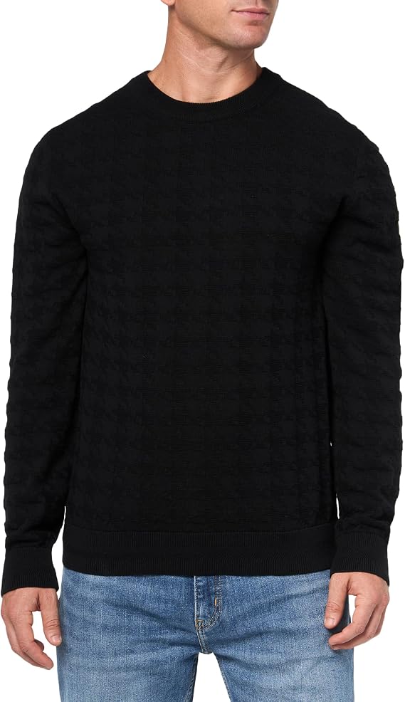 HUGO Men's Pattern Knit Cotton Pullover Sweater