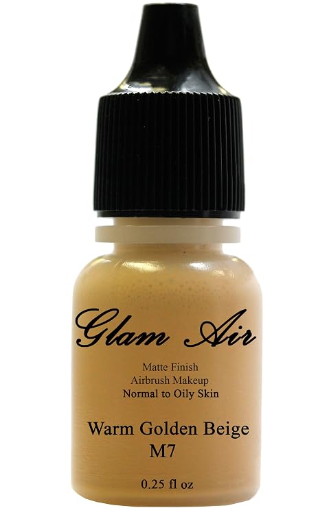 Glam Air Airbrush Makeup Matte Foundation Water-based Makeup (0.25 Oz.) - Ideal for Normal to Oily Skin - M7 Warm Golden Beige