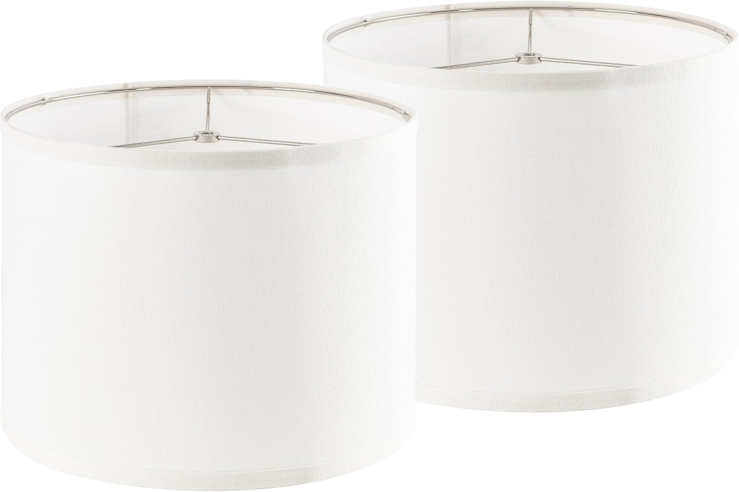 PAPAYA Set of 2 Cream White Lamp Shades Large Durm Lampshades 16 Top x 16 Bottom x 12 High Spider）Modern Lampshade for Table and Bedside Lamp