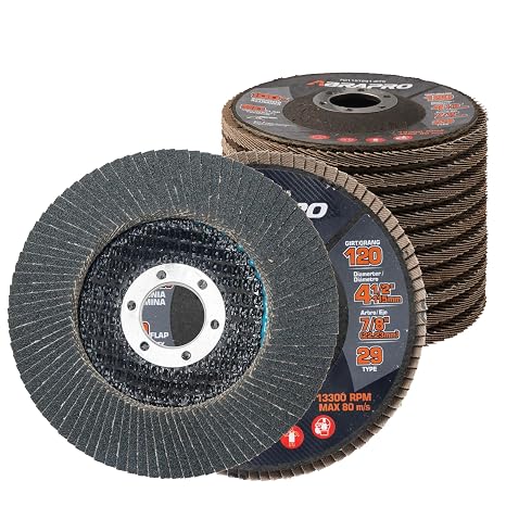 Jumbo Zirconia Flap Discs 4 1/2 for Angle Grinder, 120 Grit 4.5" x 7/8" Premium High Density Type 29 Grinding Wheels for Wood Finishing, Rust Removal, Metal Sanding - 10 Pack