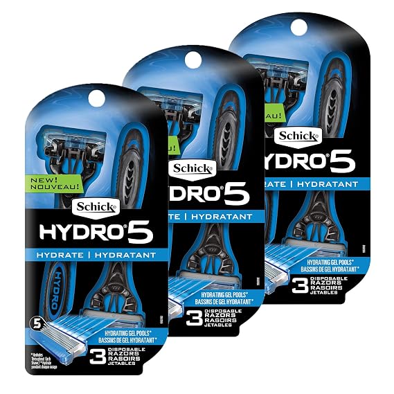 Schick Hydro Sensitive 5-Blade Disposable Razors for Men, 9 ct