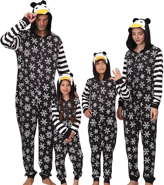 YEAXLUD Cute Matching Christmas Pajamas for Family One Piece Sleepwear Holiday Couples Onesies Adult Pijamas Jammies Xmas Pjs
