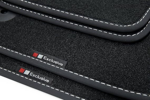 teileplus24 EF104 Floor Mats Rubber Mats Exclusive-line Design Compatible with Audi A4 8E B6 B7 Avant 2001-2008 Seam: Silver
