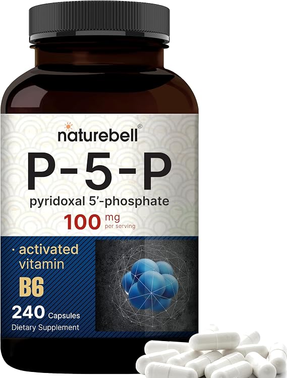 NatureBell P5P Vitamin B6 100mg Per Serving, 240 Capsules | Activated Pyridoxal 5 Phosphate Supplements Essential B Vitamins for Brain & Memory Health Non-GMO