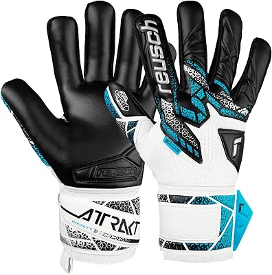 Reusch Attrakt Silver NC Finger Support Goalkeeper Gloves, WhiteSilverBlack, Size 9