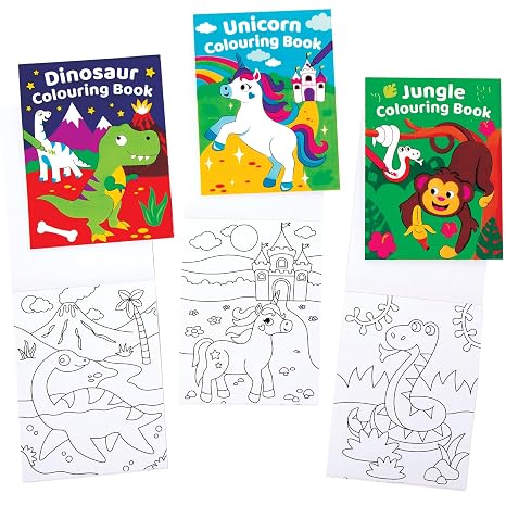 Baker Ross FE577 Mini Colouring Book for Children Pack of 12 Children's Birthday Party Bags Children's Activity Gift for Nursery