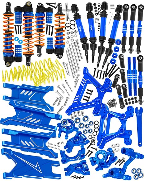 RC Upgrades Part for 1/10 Slash/Rustler/Stampede/Hoss 4x4 4WD VXL,Arm/Shocks/Caster Block,Steering Blocks,Stub Axle Carriers,Steering Bellcranks/Drive Shaft,Shock Tower/Links,Navy Blue