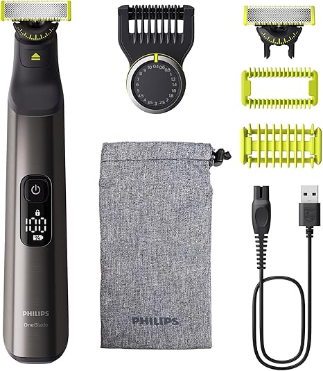 Philips OneBlade Pro 360 Face & Body Electric Shaver Trimmer & Body Groomer 2 x 360 Blades Precision Comb 2 x Body Attachments Travel Bag for Face & Body (QP6552/30)