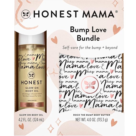 The Honest Company Mama Body and Belly Bump Love Bundle, Body Oil & Butter