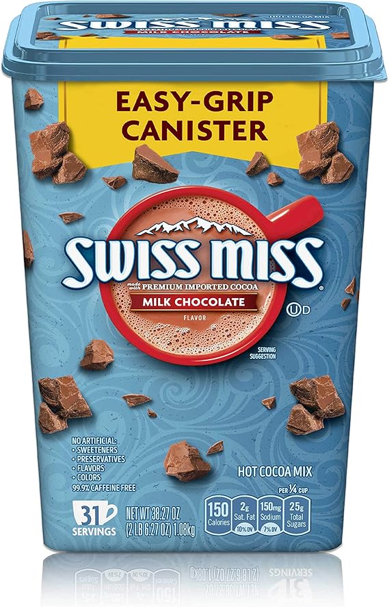 Premium Milk Chocolate Hot Cocoa Drink Mix, Easy grip Canister, 1.08Kg