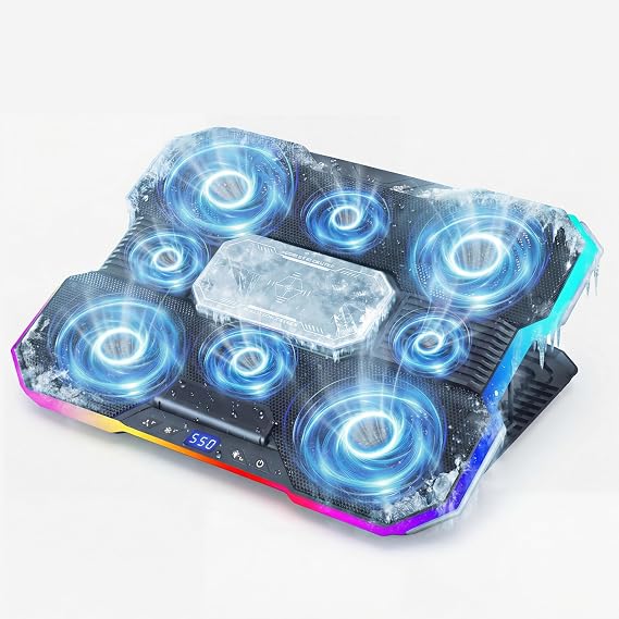 Laptop Cooling Pad with 8-Fan &amp;Thermoelectric Cooler for 15.6-21In Laptops