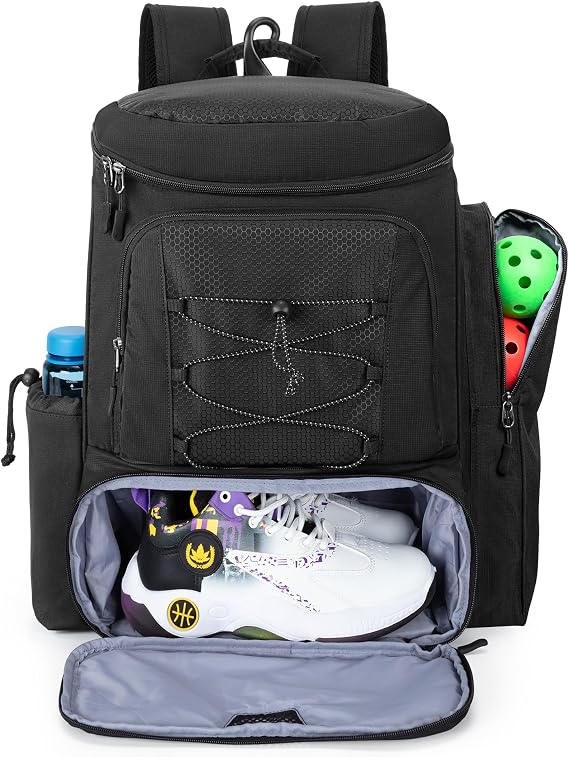 GOBUROS Pickleball Bag Backpack for Men with Shoe Compartment for 4 Paddles | Pickle Ball Bag for Rackets with Fence Hook, Pickleball Equipment Bag for Pickleball Gear Accessories, Bag Only