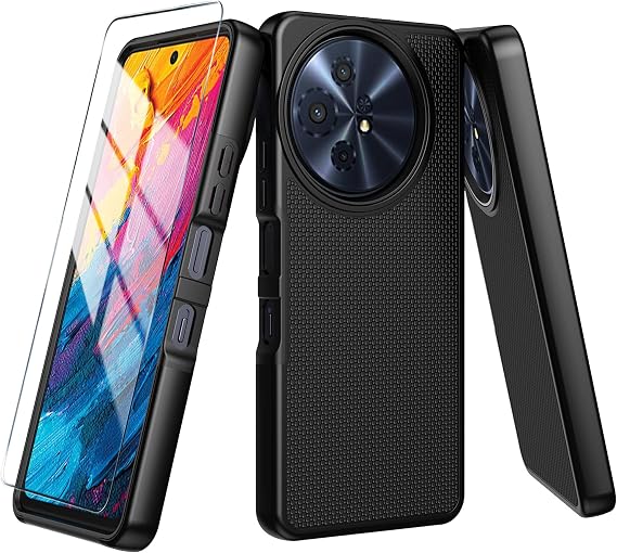Tcl 60 Xe Nxtpaper 5g/tcl 50 Xl 5g ケース 強化ガラススクリーンプロテクター付き、2層 高耐久 耐衝撃保護 ブラック