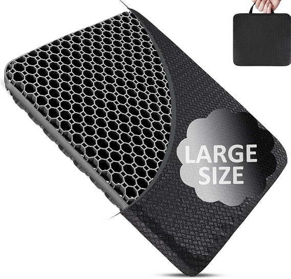Seat Cushion, Gel Seat Cushion for Long Sitting– Back, Sciatica, Tailbone Pain Relief Pad, 19in Seat Pad for Car, Office Chair, Wheelchair, Soft Support for Long Trips | Tailbone Pain Relief Pad, 19in Seat Pad for Car, Office Chair, Wheelchair, Soft Support for Long Trips