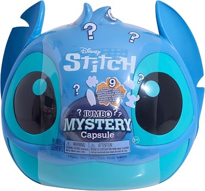 Just Play Disney Stitch Giant Plush Toy in Surprise Capsule, 8 Accessories, 9 Tall Figure, Toys for Kids Ages 3 and Up