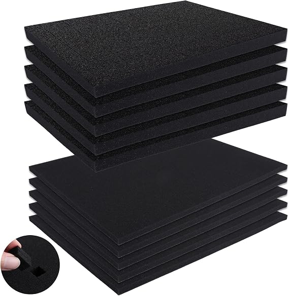 SHUESS 10 Pack Square Foam Cube - Pick and Pluck Foam for Tool Box Organization - High Density Cushion Packing FoamSheets for Tool Box Insert (5 PCS 400 x 300 x 25 mm/5 PCS 400 x 300 x 10mm)