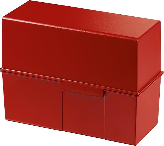 HAN Karteibox DIN A5 quer – innovatives attraktives Design für 500 Karteikarten mit Stahlscharnier und Schnappverschluss rot 975-17 1 STÜCK