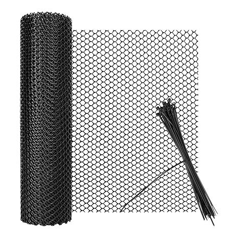 Chicken Wire Mesh Roll Plastic Mesh Fencing 8mm Hole Garden Fencing Mesh Fence Netting Poultry Breeding Netting Temporary Fencing for Yard Garden Balcony (Black, 40cm×5m)