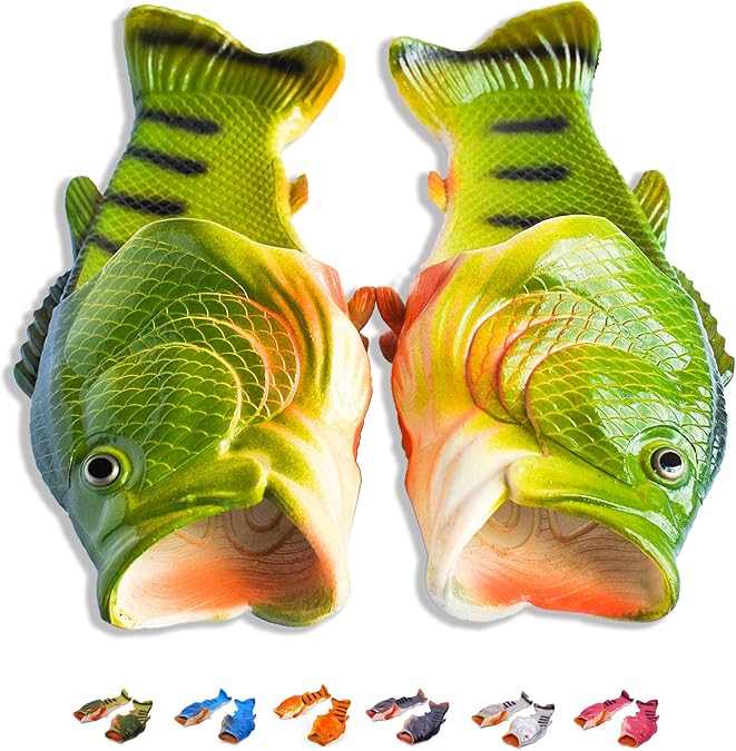 Coddies Fish Flops - The Original Fish Slippers - Funny Gift, Unisex Sandals, Fishing Gift, Flip Flops, Bass Slides, House Shoes &amp; Shower Sliders - Men, Women &amp; Teens