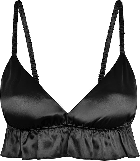 Satini Satin Ruffled Strap Bralette Top