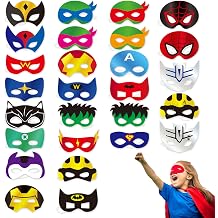 26 Pieces Superhero Cosplay Masks for Birthday Party, Superhero Party Supplies Children Masquerade Cosplay Paper Eye Masks