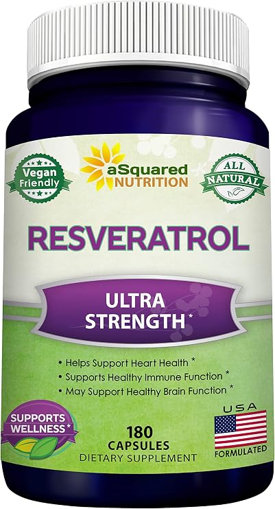 100% Natural Resveratrol Supplement - 1000mg Per Serving - 180 Capsules