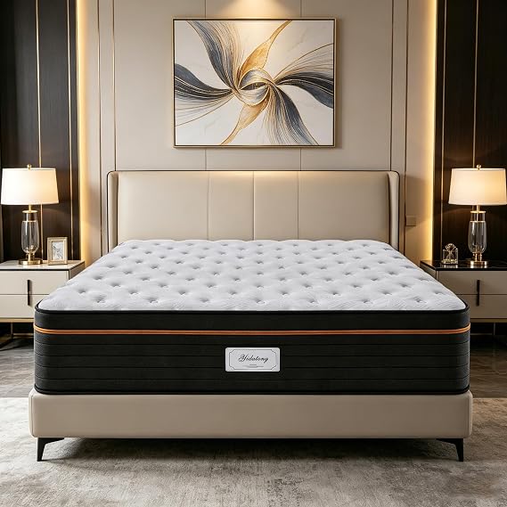 Queen Mattress, 12 Inch Hybrid Mattress in a Box, Memory Foam&Individual Pocket Springs,Medium Firm Comfort,Motion Isolation,Pressure Relief, Queen Size Mattress CertiPUR-US Certified,