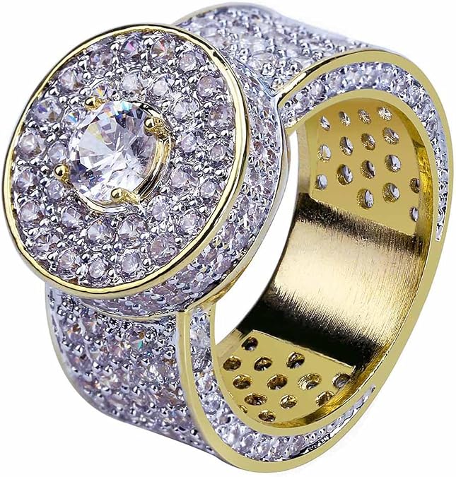JINAO Iced Out CZ Cluster Pinky Ring for Men Women