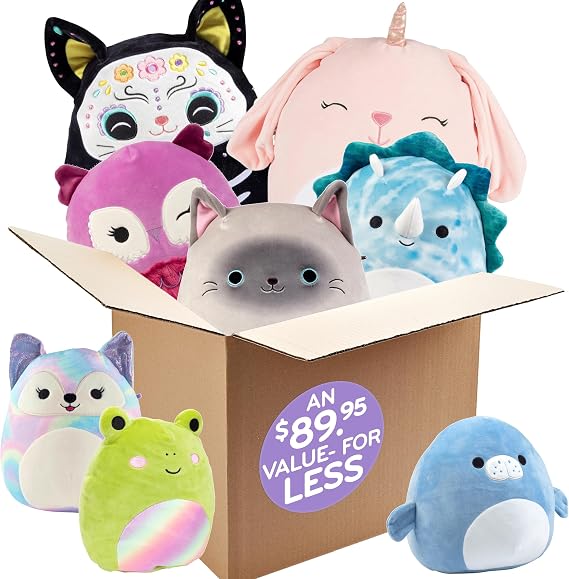 Squishmallows Mystery Value Pack Official Jazwares 4-Pack Plush Bundle (12", 10", 28") Soft Squishy Collectible Stuffed Animals Surprise Toy Gift Set for Kids, Boys, Girls, Birthday & Holidays
