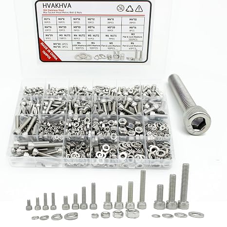 1160Pcs M3/M4/M5/M6 Hex Socket Bolt Kit,304 SS Metric Screws Assortment