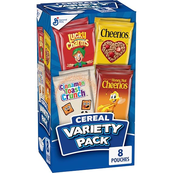 General Mills Cereal Variety Pack, 8 Pouches, 9.1 oz