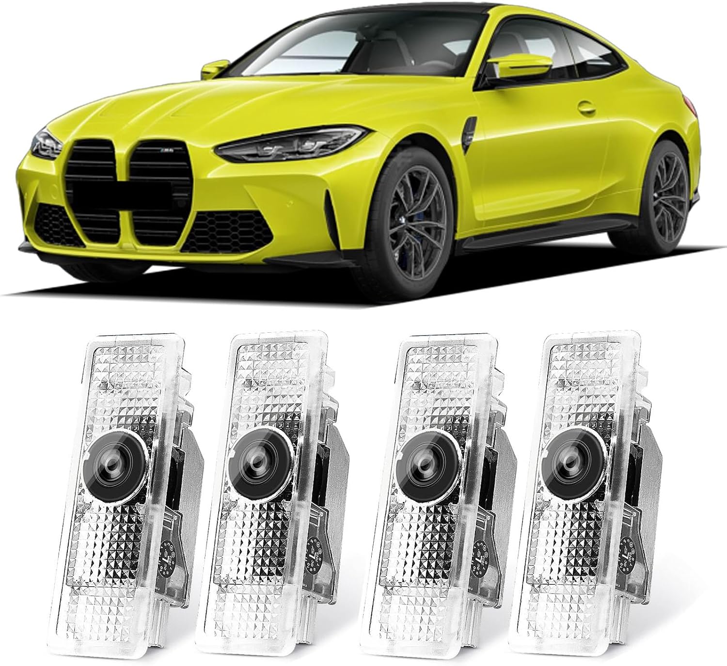 4Pcs Car Door Projector M Logo Lights, Door Projector Lights for BMW 1 2 3 4 5 6 7er M GT X1 X3 X4 X5 X6, HD LED Original Logo Light, Car Welcome LED Light Logo