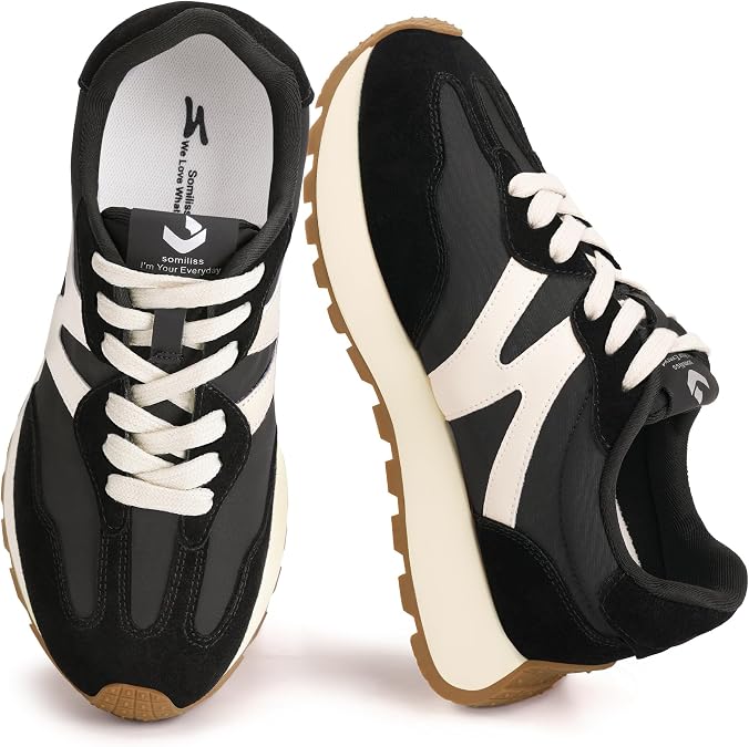 somiliss Platform Trainers for Women, Arch Support Non-Slip Walking Shoes