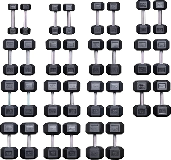 Rep 5-75 lb Rubber Hex Dumbbell Set, Low Odor